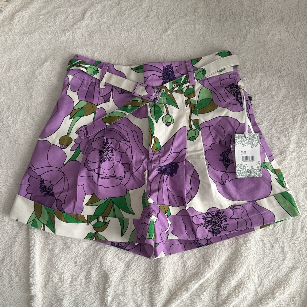 Tuckernuck Purple Floral High Waist Shorts